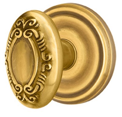 Solid Brass Victoria Door Knob Set With Regular Rosette